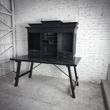 Load image into Gallery viewer, 2 Piece Modern Black Wood Workstation