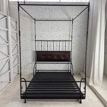 Load image into Gallery viewer, Canopy Spanish Revival Queen Leather & Iron Bed