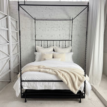 Load image into Gallery viewer, Canopy Spanish Revival Queen Leather & Iron Bed