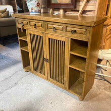 Load image into Gallery viewer, MCM Style Slatted Wood Bar Cabinet