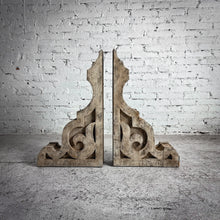 Load image into Gallery viewer, Set of 2 Carved Washed Wood Corbel Architectural Element