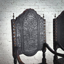 Load image into Gallery viewer, Set of 2 19th C. Spanish Embossed Leather Dining Chair