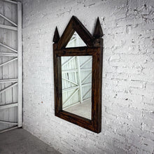 Load image into Gallery viewer, Large Gothic Revival Dark Wood Pediment Mirror