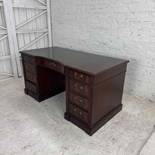 Load image into Gallery viewer, Hekman Serpentine Leather Pedestal Desk