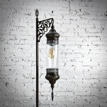 Load image into Gallery viewer, Moroccan Style Brass Tone Pierced Metal Standard Floor Lamp