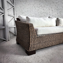 Load image into Gallery viewer, 2000's Vannor Linen Rattan Sofa