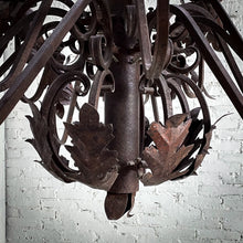 Load image into Gallery viewer, Early 20th Century French Rusted Wrought Iron Chandelier