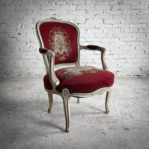 Louis XV Needlepoint Wood Accent Chair