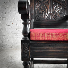 Load image into Gallery viewer, Single High Back Baroque Style Carved Oak Accent Chair
