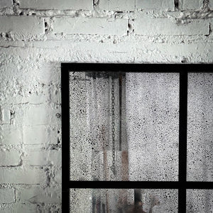 Industrial Antiqued Metal Windowpane Mirror Mirror