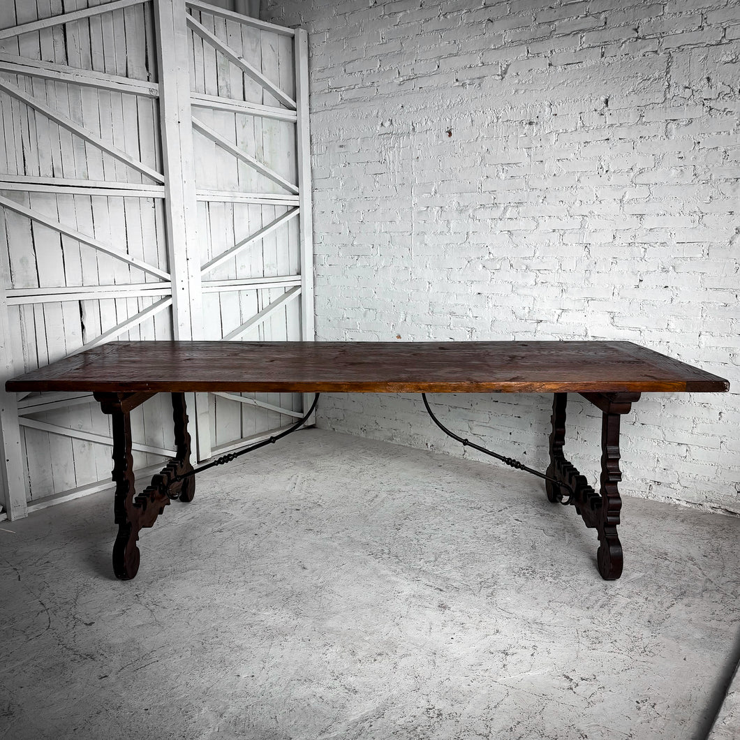 Jason Scott Collection Old World Stained Trestle Oak Dining Table