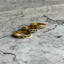 Load image into Gallery viewer, Set of 3 Vintage 18K Gold Italian Emerald &amp; Diamond Band
