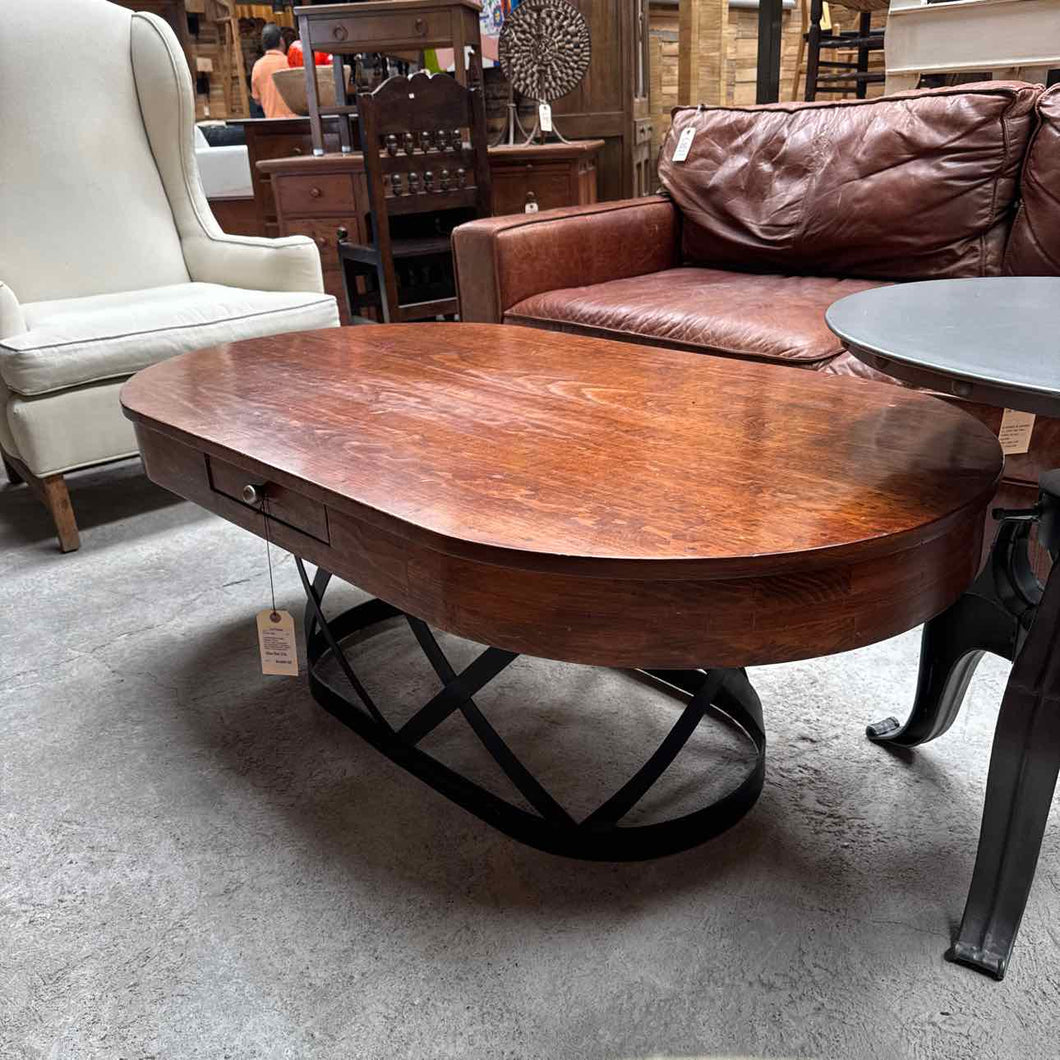Industrial Farmhouse Stained Wood Cocktail Table