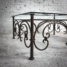 Load image into Gallery viewer, French Neoclassical Style Glass &amp; Iron Cocktail Table
