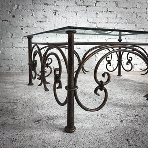 French Neoclassical Style Glass & Iron Cocktail Table