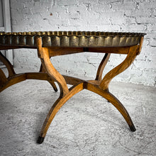 Load image into Gallery viewer, Moroccan Engraved Brass &amp; Wood Cocktail Table

