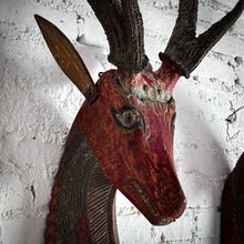 Load image into Gallery viewer, Single Southeast Asian Hand Carved Painted Wood Wall Decor
