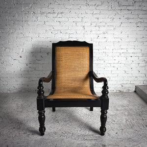 British Colonial Wicker Wood Armchair