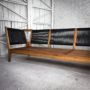 Contemporary Teak & All Weather Rattan Garden Sofa