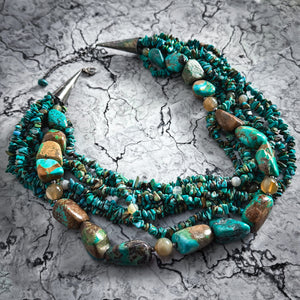 20th C. Bohemian Turquoise Multi-Strand Necklace