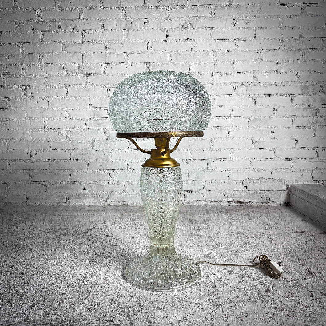 1920's Hollywood Regency Cut Crystal Standard Table Lamp