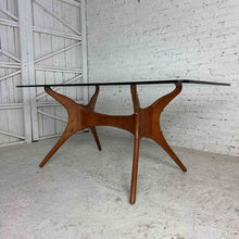 Load image into Gallery viewer, Mid-Century Style Glass &amp; Wood Dining Table
