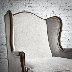 Louis XV Style Upholstered Wood Wingback Chair