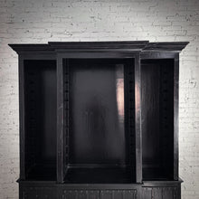 Load image into Gallery viewer, 2 Piece Spanish Colonial Revival Black Lacquer Bookcase
