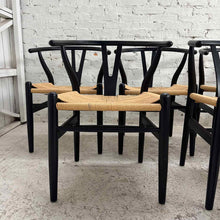 Load image into Gallery viewer, Set of 8 Black Wishbone Dining Chairs
