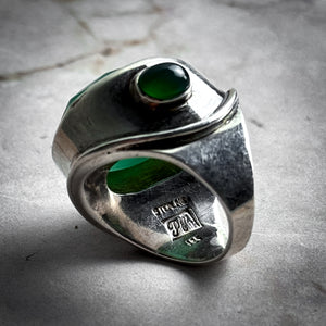 Modernist Sterling Silver Chalcedony Cocktail Ring