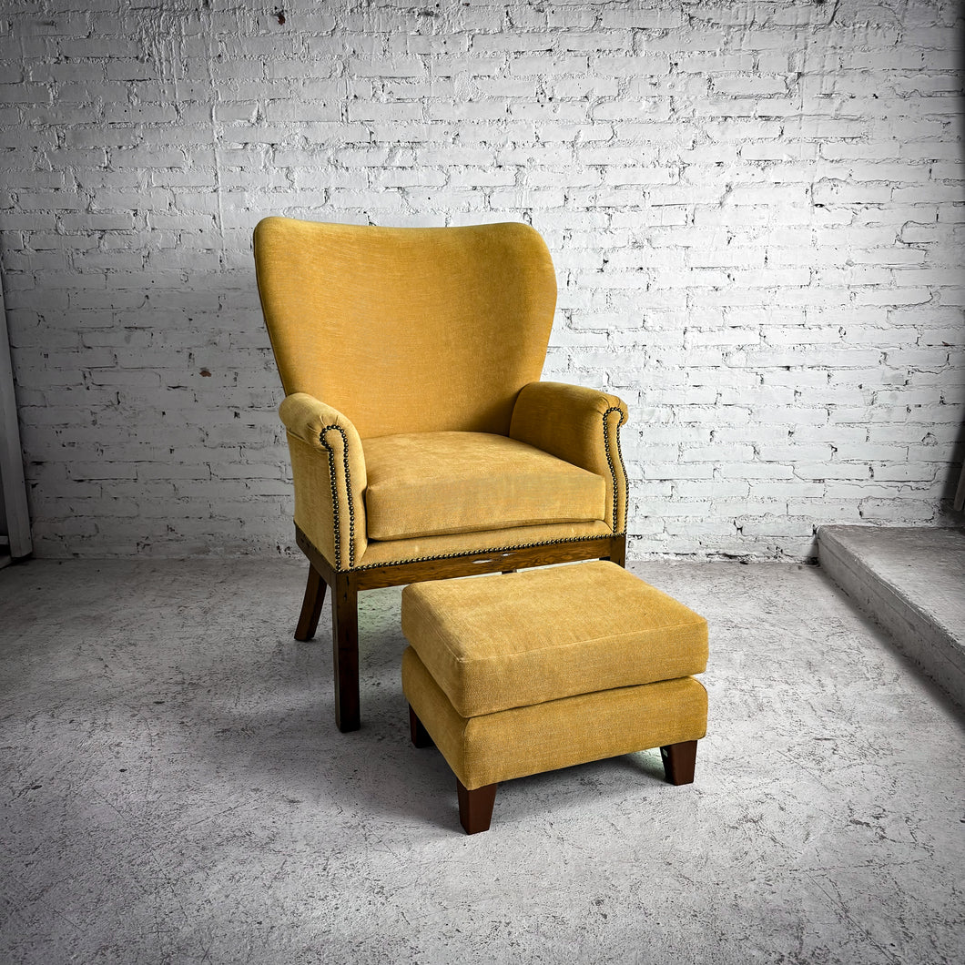2 Piece Transitional Fabric Yellow Armchair
