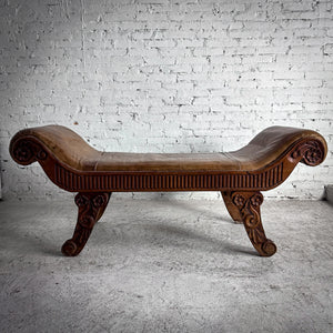Old World Leather Bench