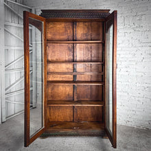 Load image into Gallery viewer, Colonial Style Dark Wood Display Cabinet
