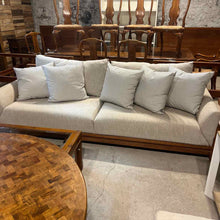 Load image into Gallery viewer, Contemporary Linen &amp; Wood Sofa
