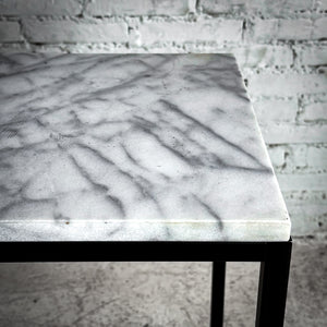 Modern Carrara Marble Top Metal Console