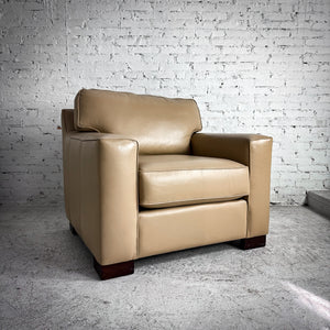 Robert Allen Classic Leather Beige Club Chair