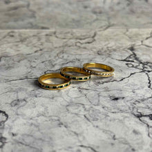 Load image into Gallery viewer, Set of 3 Vintage 18K Gold Italian Emerald &amp; Diamond Band
