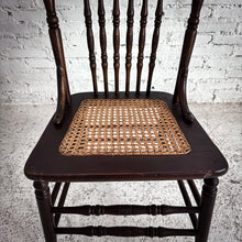 Load image into Gallery viewer, Single Early American Caned Oak Dining Chair
