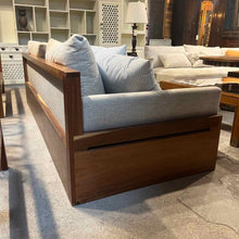 Load image into Gallery viewer, Contemporary Linen &amp; Wood Sofa
