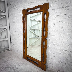Transitional Open Carved Parota Wall Mirror