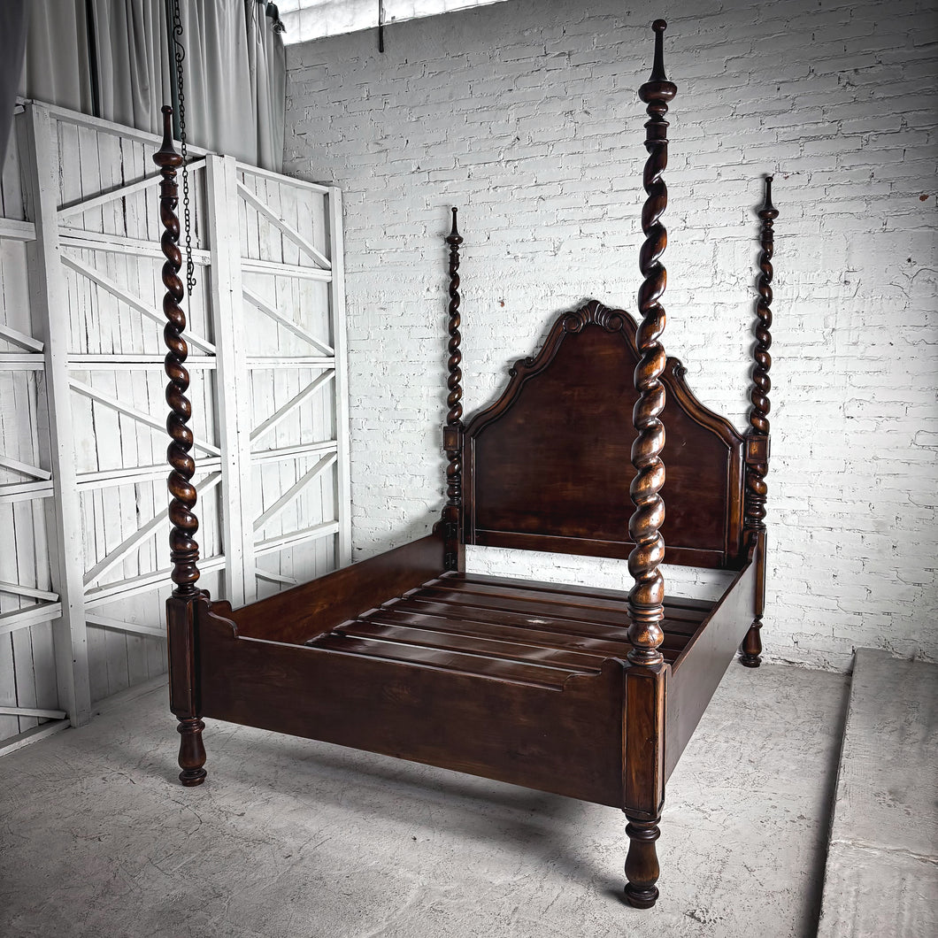 Evos Jacobean King Dark Hardwood Bed