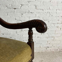 Load image into Gallery viewer, Spanish Renaissance Revival Carved Wood Wing Chair

