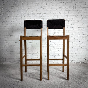 Set of 2 Contemporary Style Bar Walnut Stool