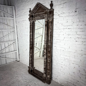 Large Neoclassical Whitewash Wood Wall Mirror