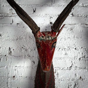 Single Southeast Asian Hand Carved Painted Wood Wall Decor