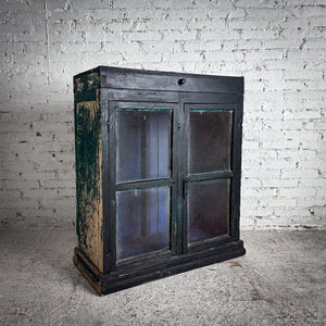 Antique Campesino Dark Wood Bin Cabinet