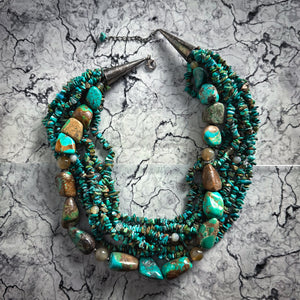 20th C. Bohemian Turquoise Multi-Strand Necklace