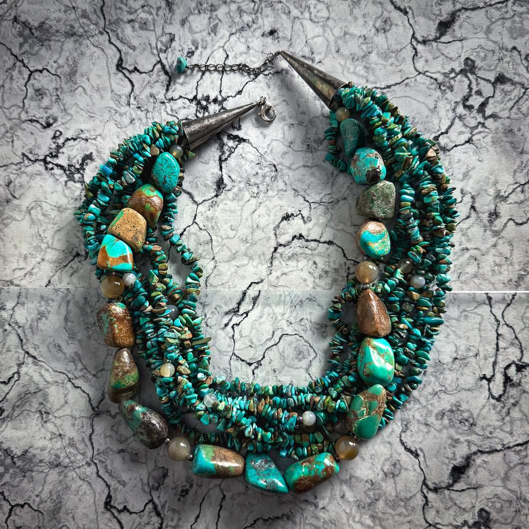 20th C. Bohemian Turquoise Multi-Strand Necklace