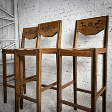 Load image into Gallery viewer, Set of 3 Navajo Style Walnut Bar Stool or Bench
