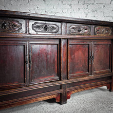 Load image into Gallery viewer, Antique Shanxi Qing Provincial Carved Elm Wood Sideboard

